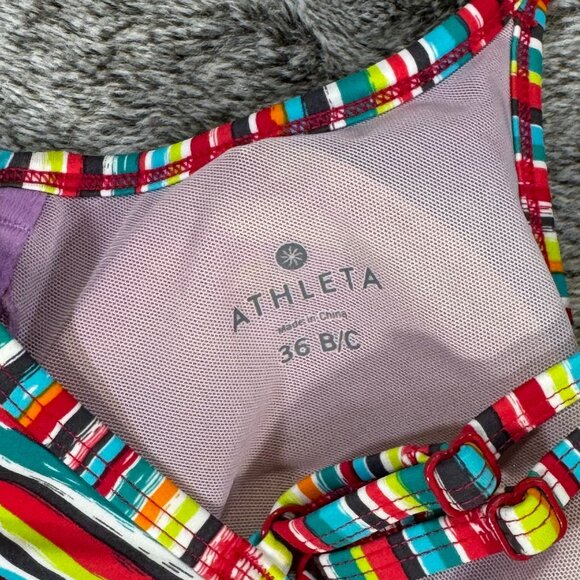 Athleta Montego Colorful Stripes Shirred Underwire Bikini Top Sz 36 B/C - Picture 4 of 6
